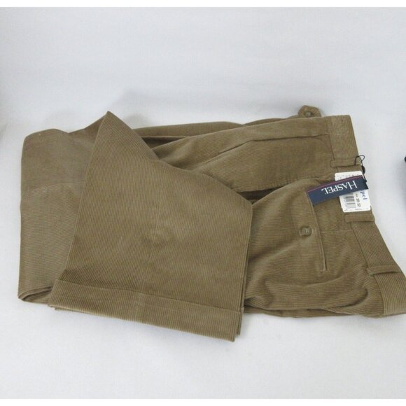 Men's Haspel Brown Astor Corduroy Slacks 38 x 32 Straight Leg Cuffs 100% Cotton - Picture 9 of 9